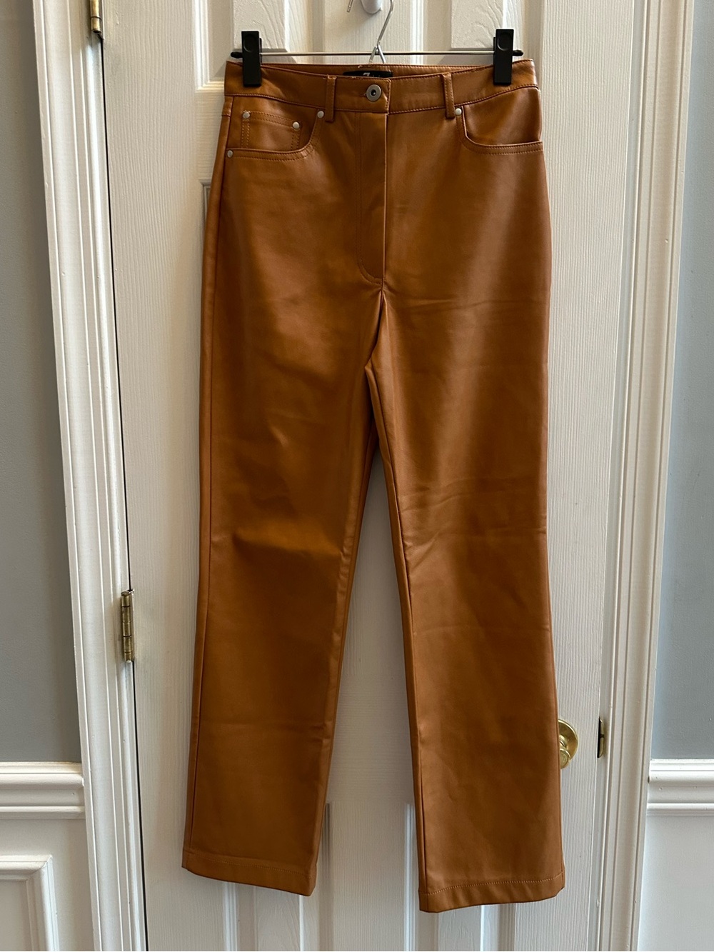 7 For All Mankind Women's Faux Leather High Waisted Straight Leg Pants Small